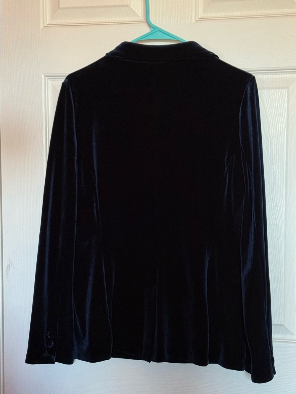 Tahari Navy Velvet Single-Button Blazer - Picture 4 of 6